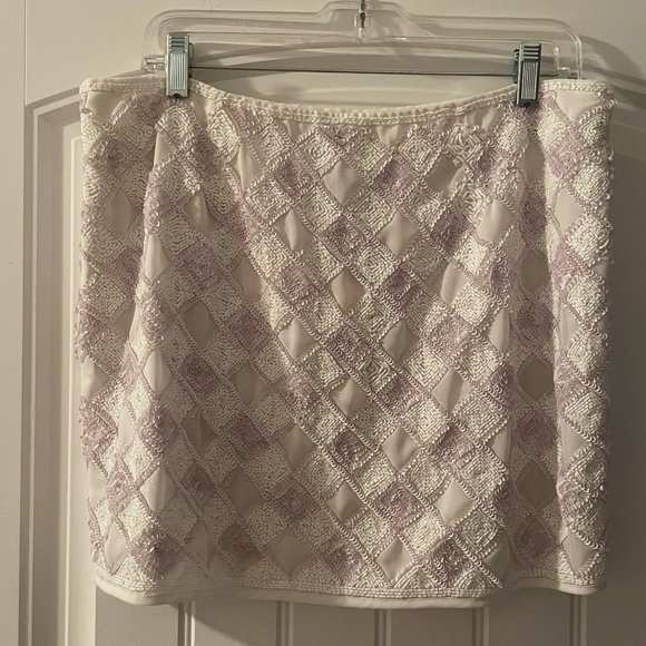 Topshop Tall White Beaded & Sequined Embellished Mini Skirt Size 10 - Picture 8 of 12